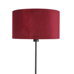 Vloerlamp zwart met velours kap rood met goud 35 cm - Parte