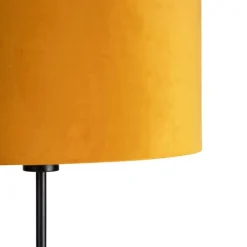 Vloerlamp zwart met velours kap okergele met goud 35 cm - Parte