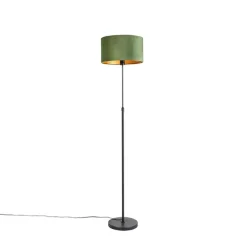 Vloerlamp zwart met velours kap groen met goud 35 cm - Parte