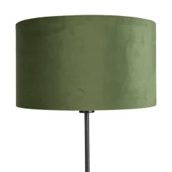 Vloerlamp zwart met velours kap groen met goud 35 cm - Parte