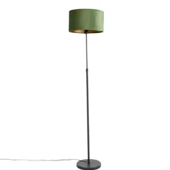Vloerlamp zwart met velours kap groen met goud 35 cm - Parte