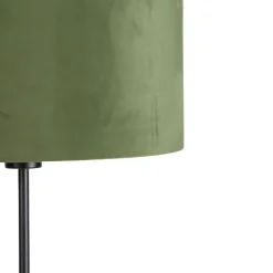 Vloerlamp zwart met velours kap groen met goud 35 cm - Parte