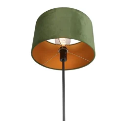 Vloerlamp zwart met velours kap groen met goud 35 cm - Parte