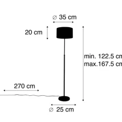 Vloerlamp zwart met velours kap blauw met goud 35 cm - Parte