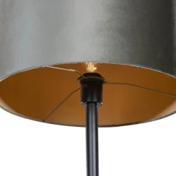 Vloerlamp zwart met velours kap groen 40cm - Simplo