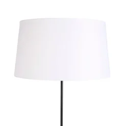 Vloerlamp zwart met witte linnen kap 45 cm verstelbaar - Parte