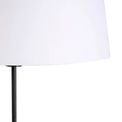 Vloerlamp zwart met witte linnen kap 45 cm verstelbaar - Parte