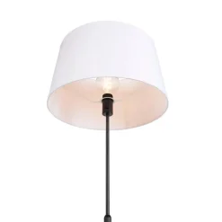 Vloerlamp zwart met witte linnen kap 45 cm verstelbaar - Parte