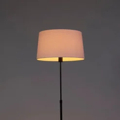 Vloerlamp zwart met witte linnen kap 45 cm verstelbaar - Parte