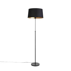 Vloerlamp zwart met zwarte kap 45 cm verstelbaar - Parte