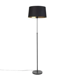 Vloerlamp zwart met zwarte kap 45 cm verstelbaar - Parte