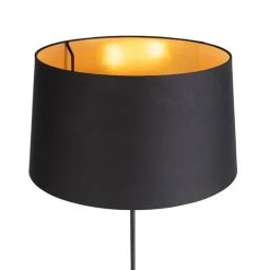 Vloerlamp zwart met zwarte kap 45 cm verstelbaar - Parte