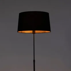 Vloerlamp zwart met zwarte kap 45 cm verstelbaar - Parte