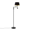 Vloerlamp zwart met zwarte kap en verstelbare leeslamp - Ladas