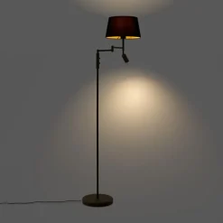 Vloerlamp zwart met zwarte kap en verstelbare leeslamp - Ladas