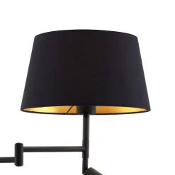 Vloerlamp zwart met zwarte kap en verstelbare leeslamp - Ladas