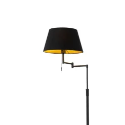 Vloerlamp zwart met zwarte kap en verstelbare arm - Ladas Deluxe