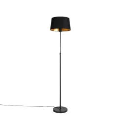 Vloerlamp zwart met zwarte kap 35 cm verstelbaar - Parte
