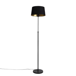 Vloerlamp zwart met zwarte kap 35 cm verstelbaar - Parte