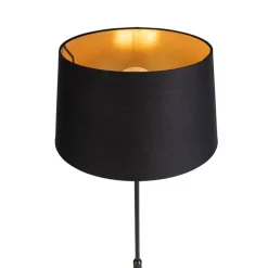 Vloerlamp zwart met zwarte kap 35 cm verstelbaar - Parte