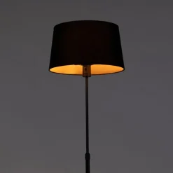 Vloerlamp zwart met zwarte kap 35 cm verstelbaar - Parte