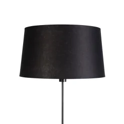 Vloerlamp zwart met zwarte linnen kap 45cm verstelbaar - Parte