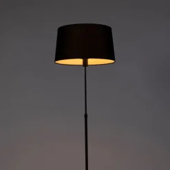 Vloerlamp zwart met zwarte linnen kap 45cm verstelbaar - Parte