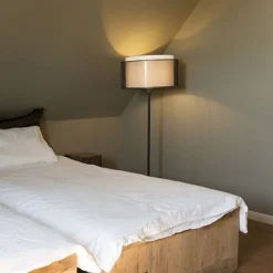 Vloerlamp zwart met zwart/witte kap 47 cm verstelbaar - Parte