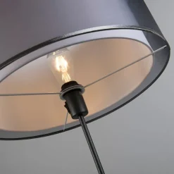 Vloerlamp zwart met zwart/witte kap 47 cm verstelbaar - Parte