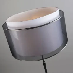 Vloerlamp zwart met zwart/witte kap 47 cm verstelbaar - Parte