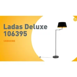 Vloerlamp zwart met zwart plisse kap en verstelbare arm - Ladas Deluxe