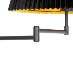 Vloerlamp zwart met zwart plisse kap en verstelbare arm - Ladas Deluxe