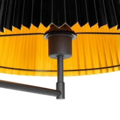 Vloerlamp zwart met zwart plisse kap en verstelbare arm - Ladas Deluxe