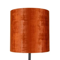 Vloerlamp zwart velours kap oranje 40 cm- Simplo