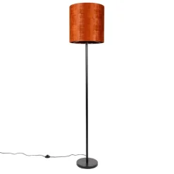 Vloerlamp zwart velours kap oranje 40 cm- Simplo