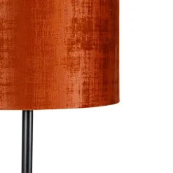 Vloerlamp zwart velours kap oranje 40 cm- Simplo