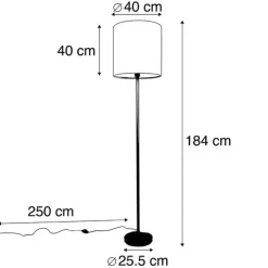Vloerlamp zwart velours kap oranje 40 cm- Simplo