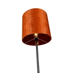 Vloerlamp zwart velours kap oranje 40 cm- Simplo