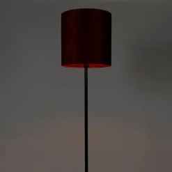 Vloerlamp zwart velours kap oranje 40 cm- Simplo