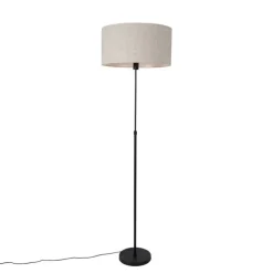 Vloerlamp zwart verstelbaar met kap lichtgrijs 50 cm - Parte