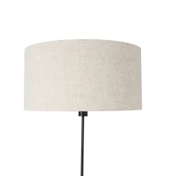 Vloerlamp zwart verstelbaar met kap lichtgrijs 50 cm - Parte