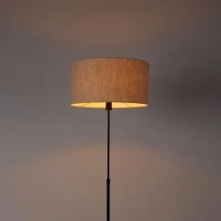 Vloerlamp zwart verstelbaar met kap lichtgrijs 50 cm - Parte