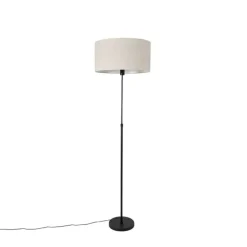 Vloerlamp zwart verstelbaar met kap lichtgrijs 50 cm - Parte