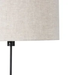 Vloerlamp zwart verstelbaar met kap lichtgrijs 50 cm - Parte