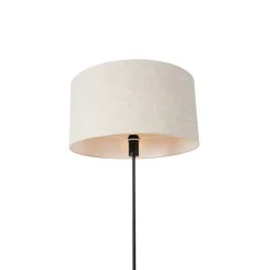 Vloerlamp zwart verstelbaar met kap lichtgrijs 50 cm - Parte