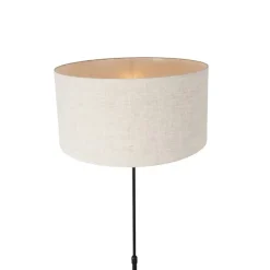 Vloerlamp zwart verstelbaar met kap lichtgrijs 50 cm - Parte