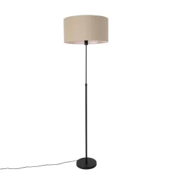 Vloerlamp zwart verstelbaar met kap lichtbruin 50 cm - Parte