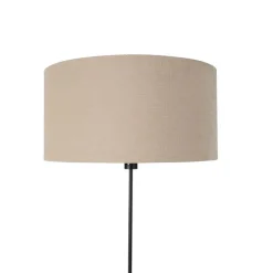 Vloerlamp zwart verstelbaar met kap lichtbruin 50 cm - Parte