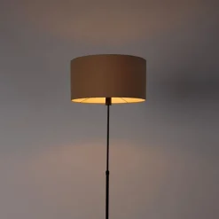 Vloerlamp zwart verstelbaar met kap lichtbruin 50 cm - Parte