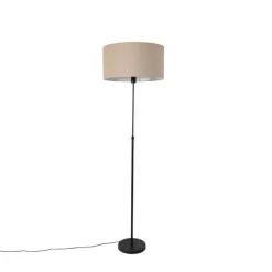 Vloerlamp zwart verstelbaar met kap lichtbruin 50 cm - Parte